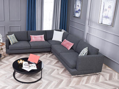 New dark grey corner fabric sofa
