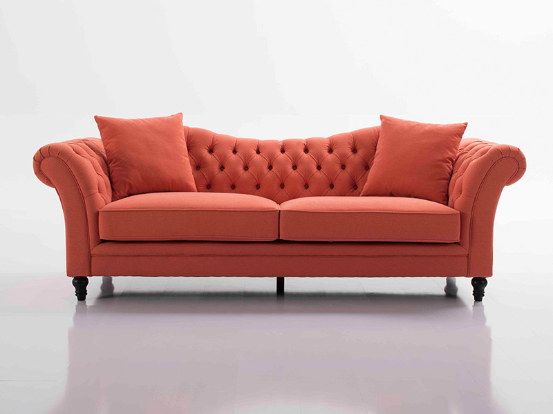 Orange red neoclassical  fabric sofa