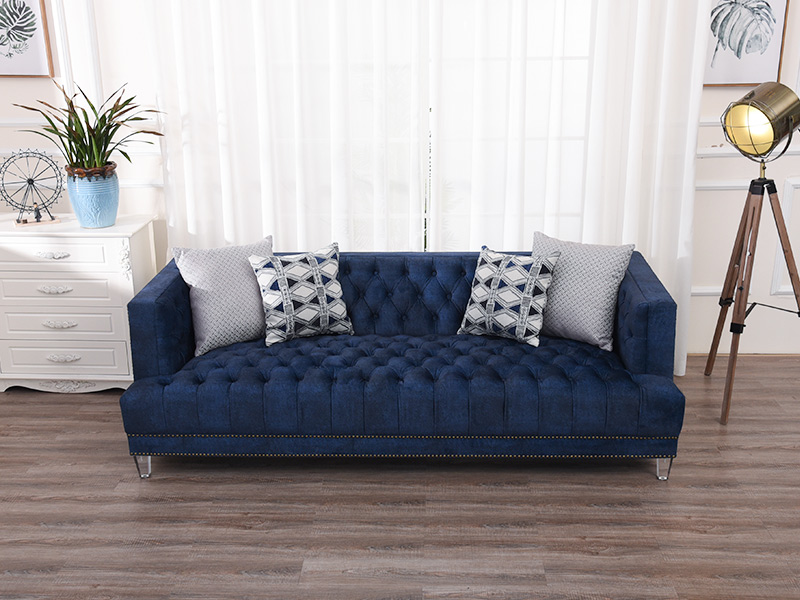 Elegant blue three seater sofa